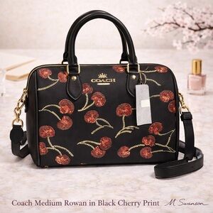 Coach Medium Rowan Satchel Bag With Cherry Print NWT